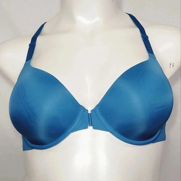 34D Paramour 235047 Abbie Front Close T-Back Bra Saxony Blue NWT - Picture 2 of 6